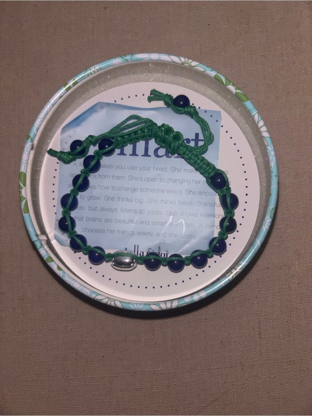 NWT Stella & Dot Kids Friendship Bracelet “Smart” with Navy Beads